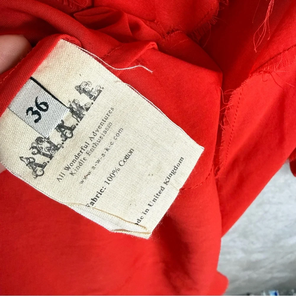 A.W.A.K.E. MODE Deconstructed Ruffled Midi Dress In Red Women's Size 36 US 4 - Picture 10 of 13